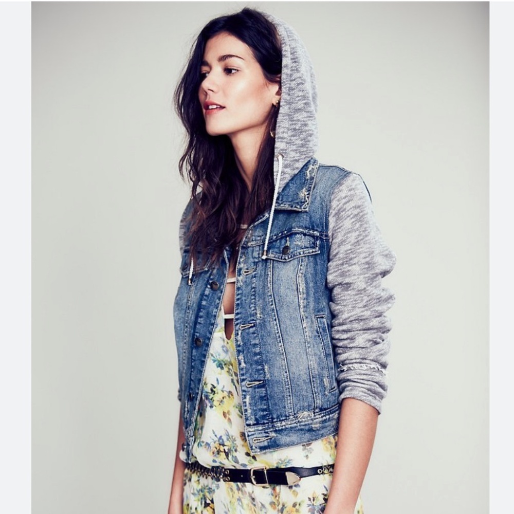 Free People Denim Jacket Hoodie